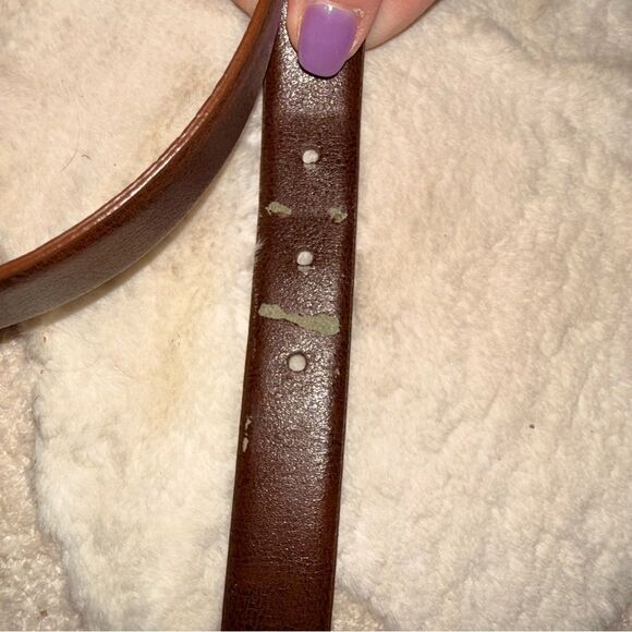 Etienne Aigner Brown Leather Belt with Silver Buckle
